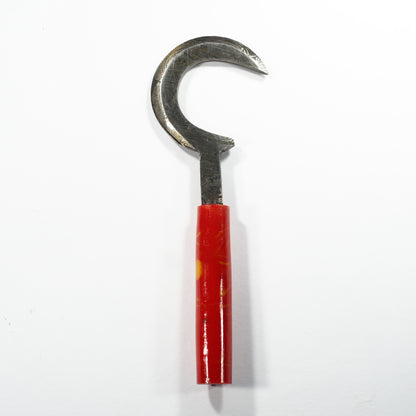 Dab Blade - Sickle - Damascus - Red/Yellow Resin Handle