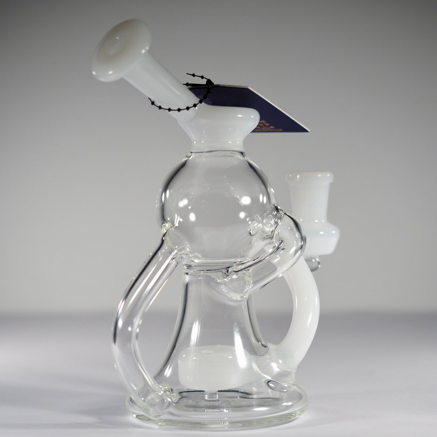 6" Dab Rig Recycler with single drain - White