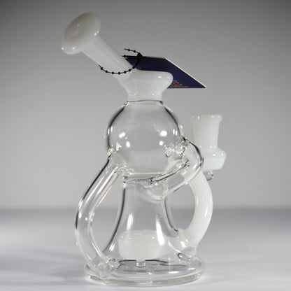 6" Dab Rig Recycler with single drain - White