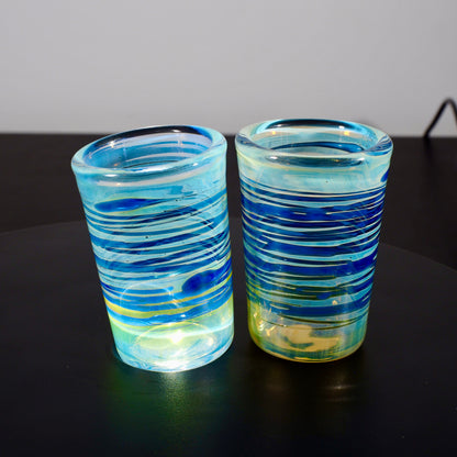 Updog Blue Stripe Fumed SHOT Glass 2pc Set