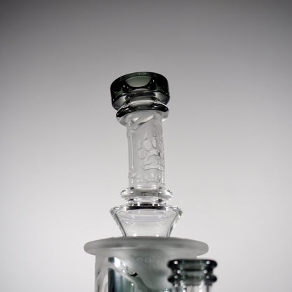 Calibear Sandblasted Klein Recycler Dab Rig with Seed of Life Perc – 8” Glass Rig