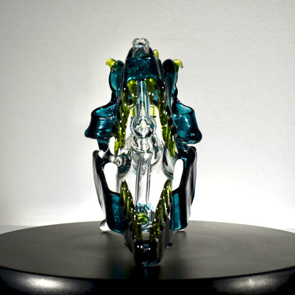 Slurm Snob Glass - Dino Rig Blue with Yellow CFL Teeth