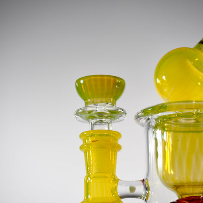 Calibear Kickback Straight Fab Torus Dab Rig | 8.5" Opal-Encased Glass Rig with Seed of Life Perc
