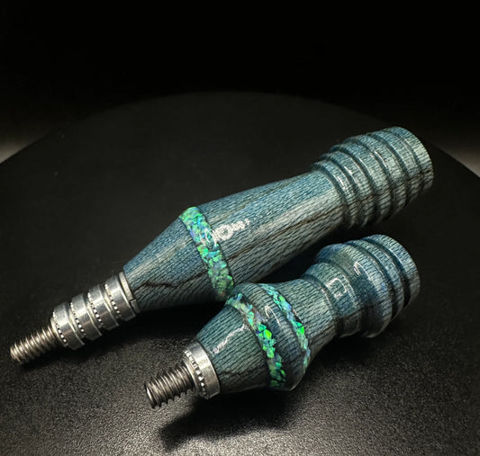 DFreeZ Designs - Cordless Handle Set - Glossed Dyed Cottonwood w Opal (Light Blue)