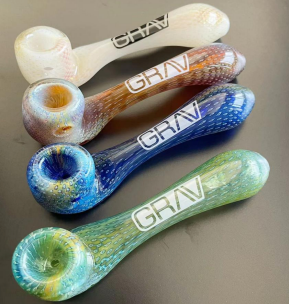 GRAV Glass Hand Pipe - Bubble Trap & Silver Fume