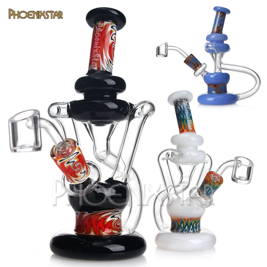 Double Uptake Recycler with Wig Wag made from American Northstar Glass 7.5 inch