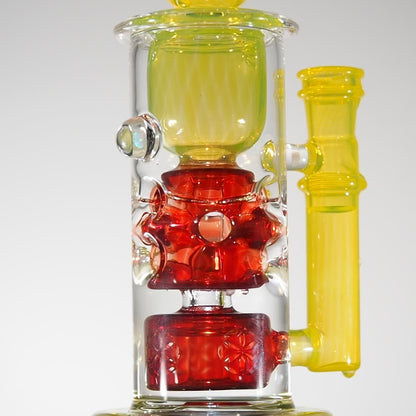 Calibear Kickback Straight Fab Torus Dab Rig | 8.5" Opal-Encased Glass Rig with Seed of Life Perc