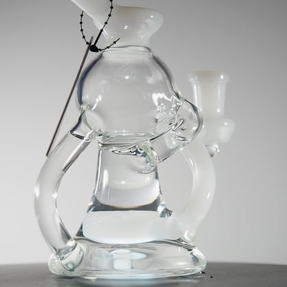 6" Dab Rig Recycler with single drain - White