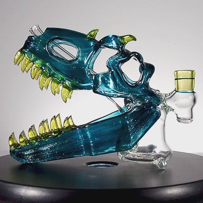 Slurm Snob Glass - Dino Rig Blue with Yellow CFL Teeth