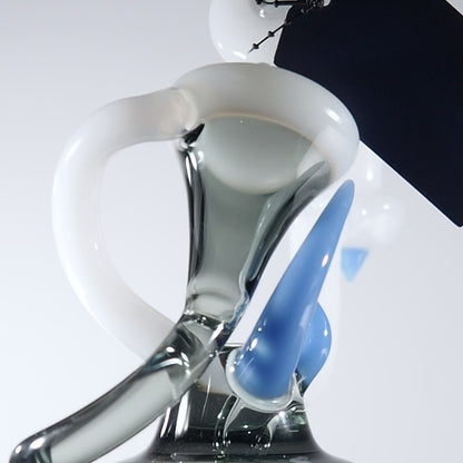 6" Dab Rig Recycler single uptake - Black/White